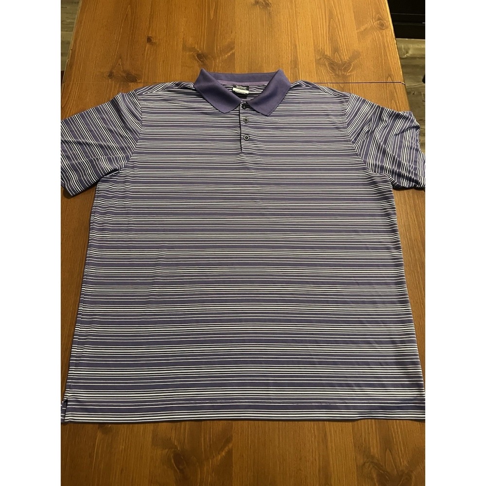 Nike Golf Dri-FIT Polo Shirt Mens XXL Purple White Striped Short Sleeve
